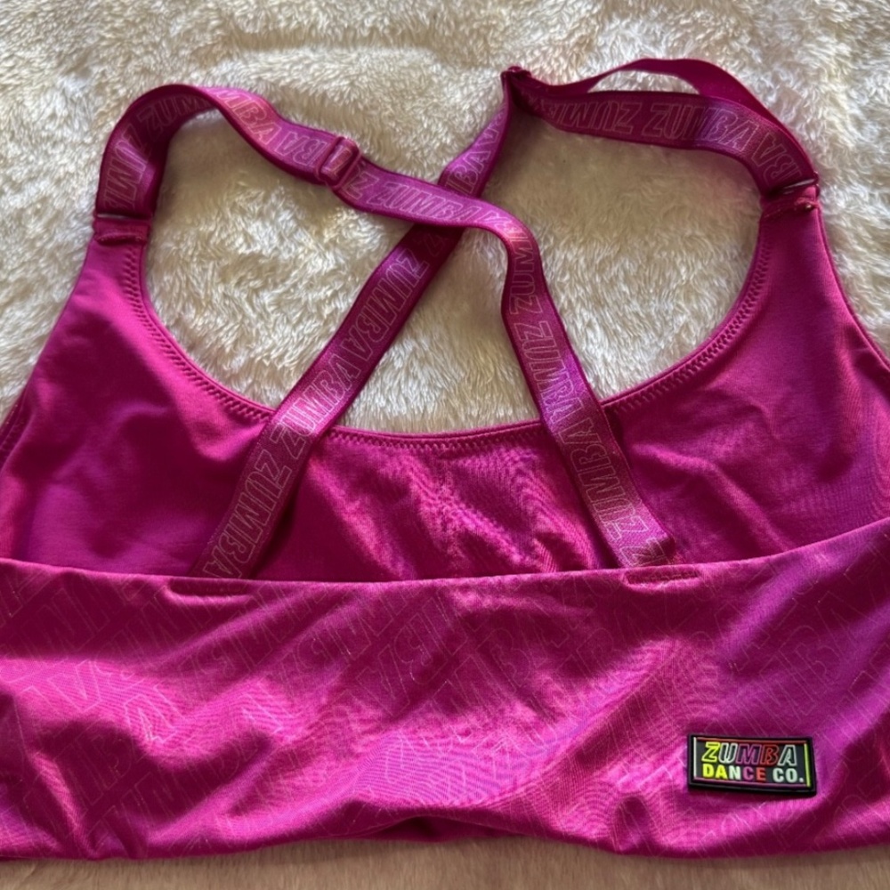 Zumba Pink Strappy Back Sports Bra Zumba Dance Co Athletic Workout